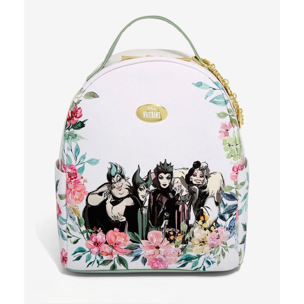 Loungefly Disney Villain White Floral Mini Backpack Ursula Maleficent Evil Queen